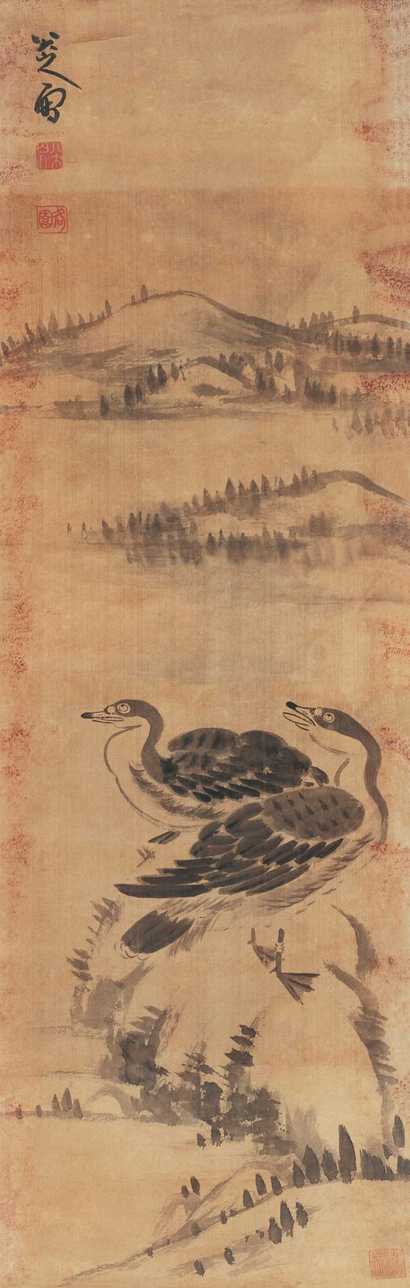 朱耷 桃源芦雁图 镜心